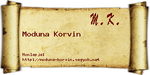 Moduna Korvin névjegykártya